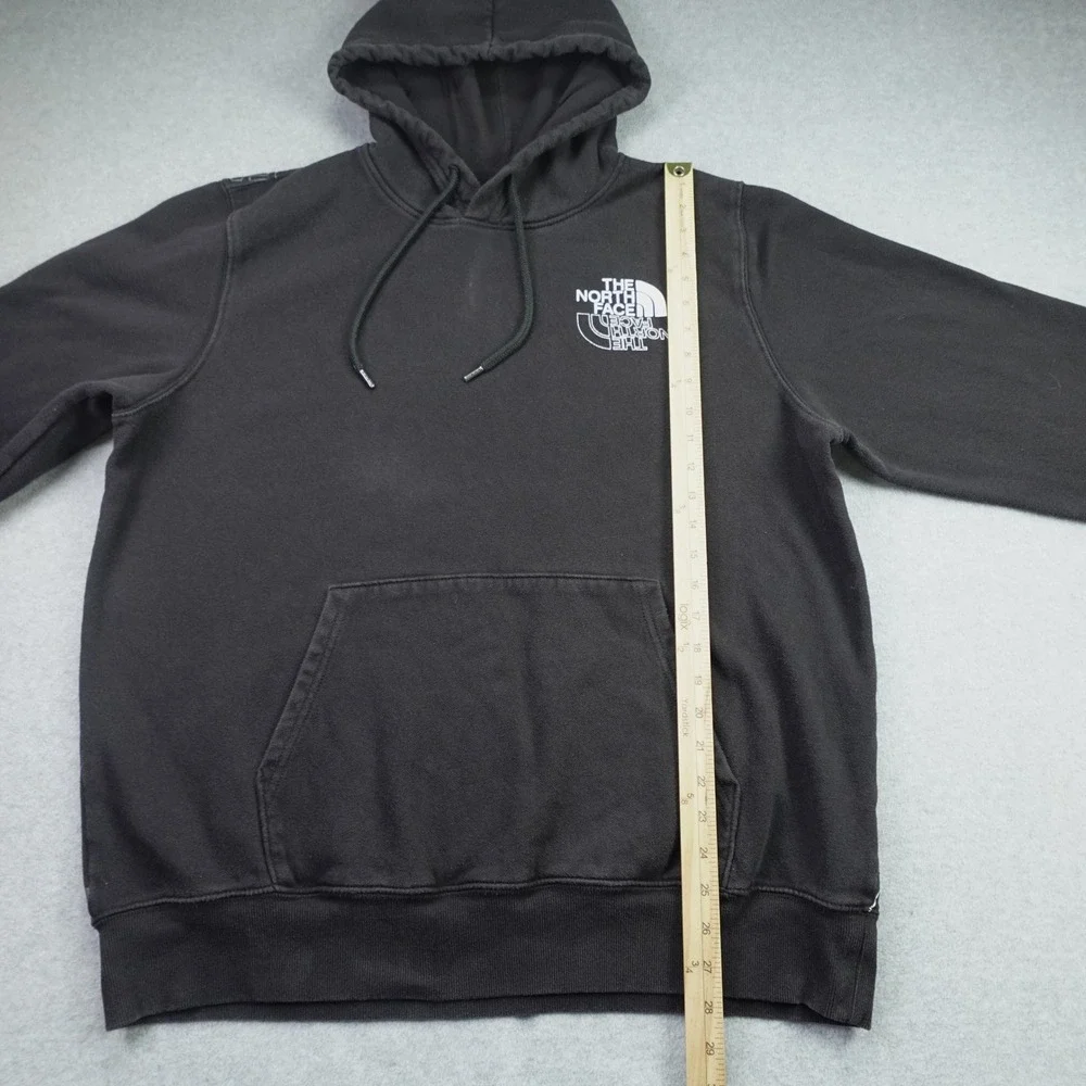 The North Face Hoodie Mens XL Black Logo All Over Print Pullover